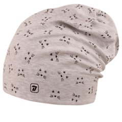 Spadlá bavlněná čepice Pepe - vzor 40 - světle šedá melír - kočičky