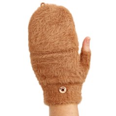 Dětské pletené palcové rukavice 8 - 99 let - vzor 007 - velbloudí hnědá - kapybara
