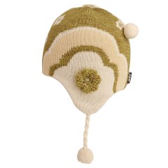 Zimní vlněná pletená laponka  - vzor 084 - bílá / zelená