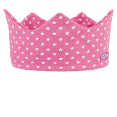 Dětská bavlněná čelenka korunka - vzor 011 - růžová - hvězdičky