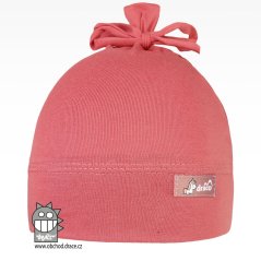 Bavlněná kojenecká čepice Uzlík - vzor 04 - korálová
