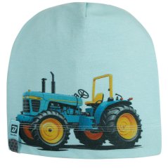 Bavlněná čepice Polo - vzor 111 - zelenomodrá světlá - traktor