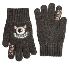 Dětské pletené prstové rukavice 4 - 7 let - vzor 082 - antracit - monster