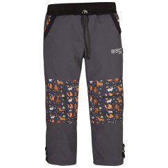 Kalhoty softshell - vzor 10 - tmavě šedá - lesní zvířátka