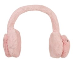 Zimní chlupaté klapky na uši - vzor 07 - světle růžová - panda