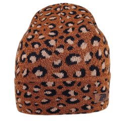 Merino pletená čepice Urban - vzor 20 - hnědozlatá / černá - leopard