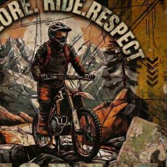 Dětské bavlněné tričko s potiskem - vzor 0252 - černá - enduro
