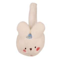 Zimní chlupaté klapky na uši - vzor 05 - bílá - králíček