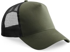 Dětská 5panelová trucker kšiltovka B 640B - olivově zelená/černá