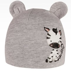Bavlněná kojenecká čepice s oušky Berry - vzor 25 - zebra