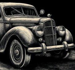 Pánské bavlněné tričko - vzor 005 - černá /retro veterán