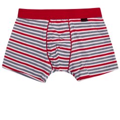 Chlapecké bavlněné boxerky - vzor 025 - šedý / červený proužek