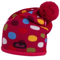 Zimní pletená čepice  - AKCE / DOPRODEJ - vzor 250 - malinová - puntík