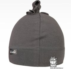 Bavlněná kojenecká čepice Uzlík - vzor 17 - tmavě šedá