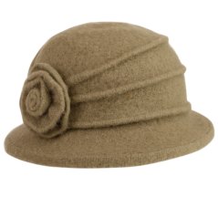 Dámský zimní vlněný klobouk - vzor 106 - světlá olivová