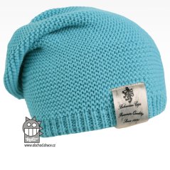 Pletená čepice Colors - vzor 15 - světle tyrkysová